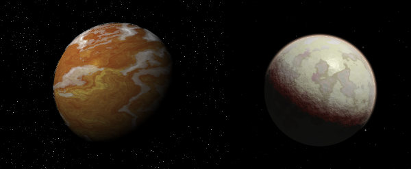 Image of a comparison between the old and new arid planets