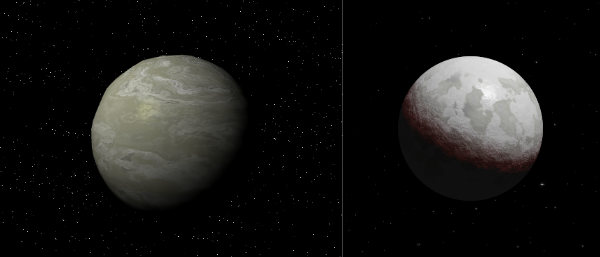 Image of a comparison between the old and new barren planets