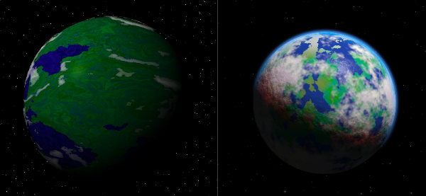 Image of a comparison between the old and new jungle planets