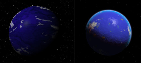 Image of a comparison between the old and new ocean planets