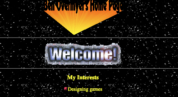 A screenshot of my first website from 1997